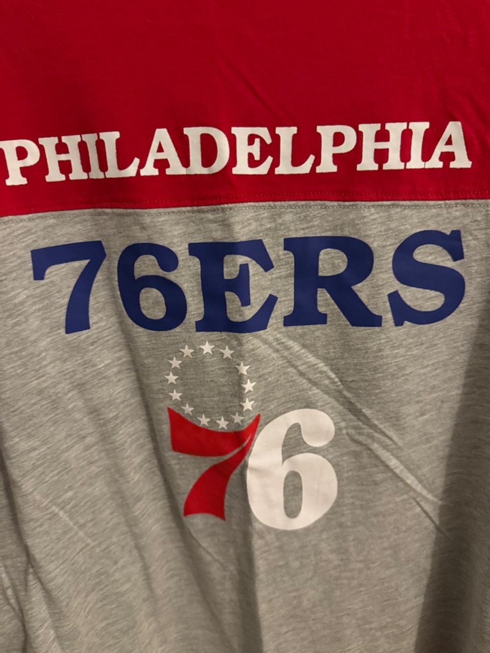 NBA UltraGame Philadelphia 76ers Sixers Red, Gray & Blue Long Sleeve Tee - Picture 3 of 6